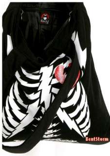 Awesome Emily the Strange Skeleton Cat tote bag purse grocery bag with 