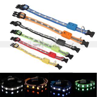   LED Light Safety Collar Nylon for Dog Cat Pet 3 Size&6 Color  