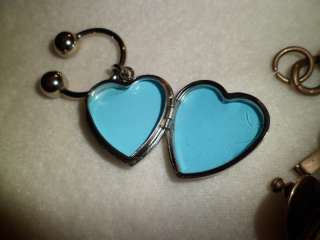 Lot Vtg Used Heart Locket Jewelry Plated Charm Bracelet Earrings Key 