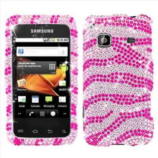 Samsung Galaxy Precedent Straight Talk Pink Zebra Bling Hard Case 