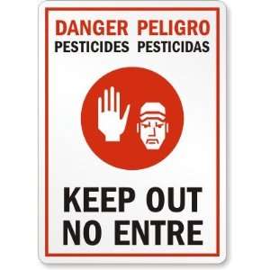 Danger Pesticides Keep Out (with graphic) (Bilingual) Plastic Sign, 14 