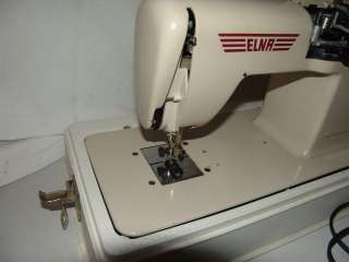 Elna Plana Supermatic Sewing Machine Beige Brown Vintage With Case and 