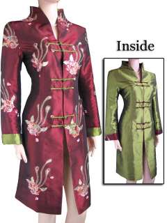 Double face Chinese Womens silk jacket /coat SzM XXXL  