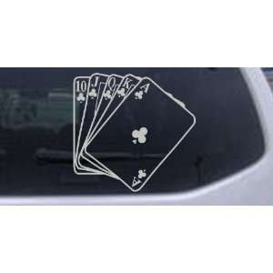 Poker Royal Flush Car Window Wall Laptop Decal Sticker    Silver 12in 