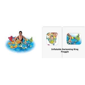   Splash & Play Inflatable Green Frog Swim Ring Pool Float Toys & Games