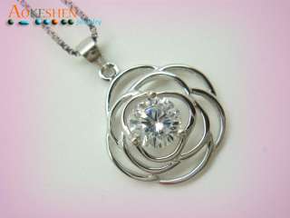 FREE P&P Fashion FLOWER 925 Sterling Silver charm NECKLACE DANGLE 
