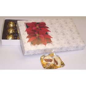 Scotts Cakes 1 Pound White Chocolate Covered Caramels in a Poinsettia 