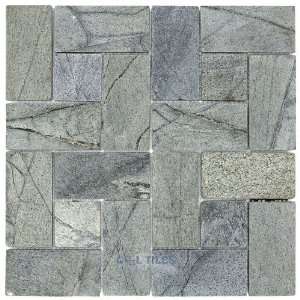  S pattern honed quartzite mosaic sheet in ostrich grey 