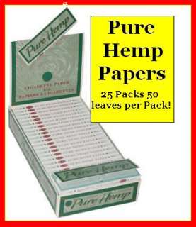 NEW BOX 25 PKS PURE HEMP 1.25 Cigarette rolling Papers  