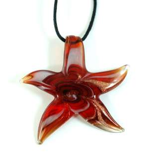   Colors Murano Lampwork Glass Starfish Pendant Chain Necklace  
