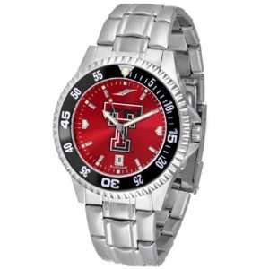  Tech Red Raiders Competitor AnoChrome Mens Watch with Steel Band 