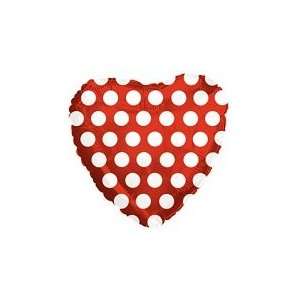  18 Red White Polka Dots Heart Balloon   Mylar Balloon 