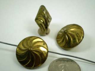 Vintage Deep Faceted 2 Sided Brass Stringing Beads  