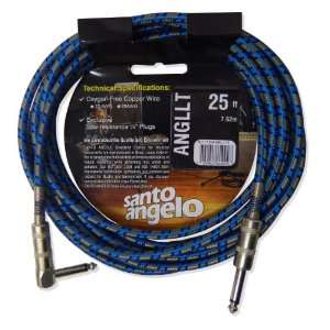   Right Angle 1/4 Inch Plug Instrument Cable   25 Feet Musical