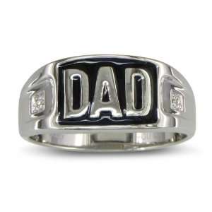    Diamond Dad Mens Ring, Sterling Silver. All Ring Sizes Jewelry