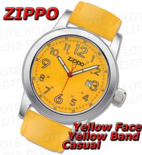 zippo yellow face yellow band casual watch model 45005