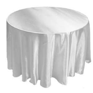  120 inch Round White Satin Tablecloth (10 Pack 