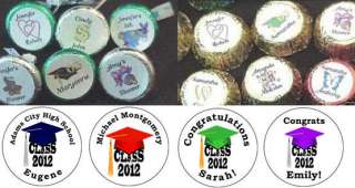 108   3/4 Round Graduation Class of 2012 Cap Themed Candy Labels