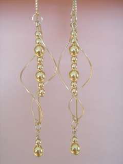 Double Spiral Gold Ball Ear Threads Threader Earrings  
