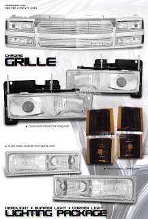 1988 1998 CHEVY/GMC C10 CHROME GRILLE PROJECTOR HEADLIGHT COMPLETE 