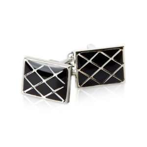   Silver Enamel Checkerboard Cufflinks by Cuff Daddy Cuff Daddy