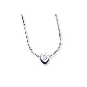   Silver CZ Heart Pendant on 18 Chain Necklace QG22 18 Jewelry