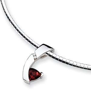  Sterling Silver Garnet & Diamond Slide Necklace Jewelry