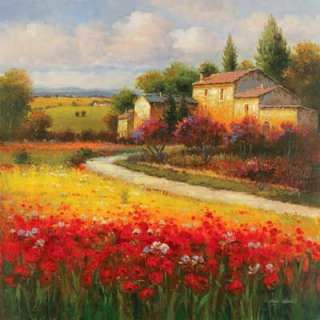 Tuscan Summer by Ben Harris Red Floral Landscape Print fasgallery