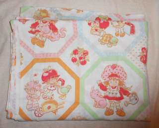   Strawberry Shortcake Flat Sheet   Twin EUC Bed Bedding Craft Fabric