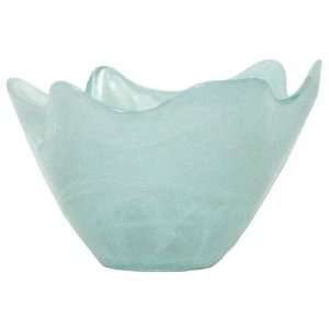  Recycled Art Glass Small White Wave Rim Bowl 8D, 5H 