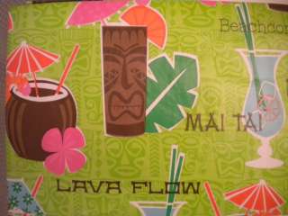 Vinyl Tablecloth Luau Tropical Drinks Theme flannel back 52 Square 