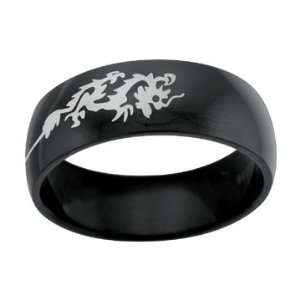    Black 316L Stainless Steel Ring with Dragon Design Jewelry