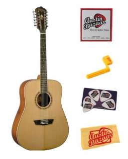 Washburn WD10S12 12 String Dreadnought Acoustic Guitar Bundle 