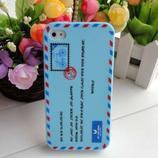   Airmail Letter Soft Silicon Case Back Cover For iPhone 4/4S   White