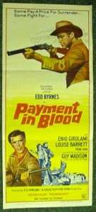 Payment In Blood 1967 Movie Poster Edd Byrnes Western  