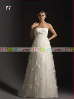 White/Ivory Custom Size Applique Tulle Maternity Dress/Wedding Gown 