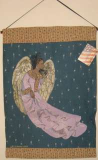 African American Angel Jacquard Woven Tapestry Wall Hanging NEW 17X26 