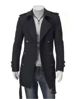 Mens UK Style Slim Fit Stylish Woolen Trench Coat 1618W10  