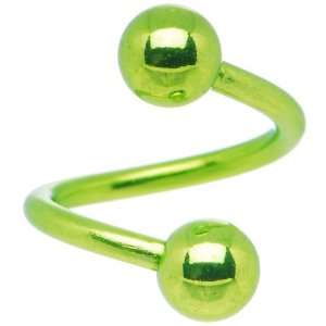   Light Green Electro Titanium Spiral Twister Ball Belly Ring Jewelry
