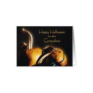 Happy Halloween grandma, Orange pumpkins in basket with shadows and 