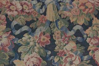 Black Bouquet Ribbon Tapestry Drapery Upholstery Fabric  