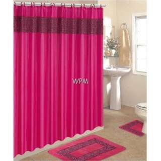 Complete Bath Accessory Set pink leopard print bathroom rugs & shower 