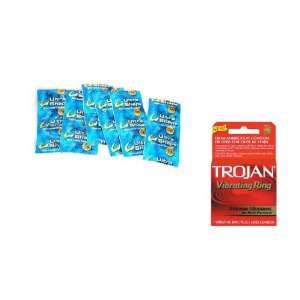   Latex Condoms Lubricated 24 condoms Plus TROJAN ELEXA VIBRATING RING