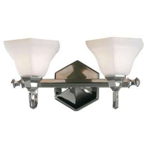   Georgetown Two Light Vanity, Polished Nickel with Frosted White Globes