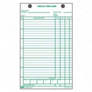  Employee Time Card, Weekly, 4 1/4 x 6 3/4, 100/Pack 