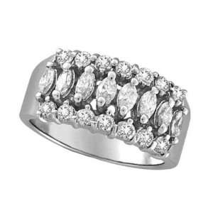   Round Diamond Wide Band Ring 18K White Gold (1.27ct) Allurez Jewelry