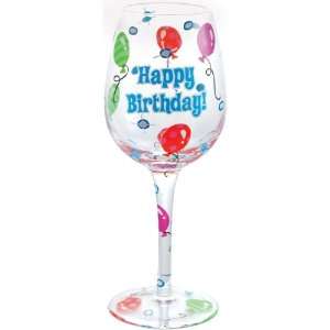   Giftware 9 Inch Happy Birthday Wine Glass, 15 Ounce